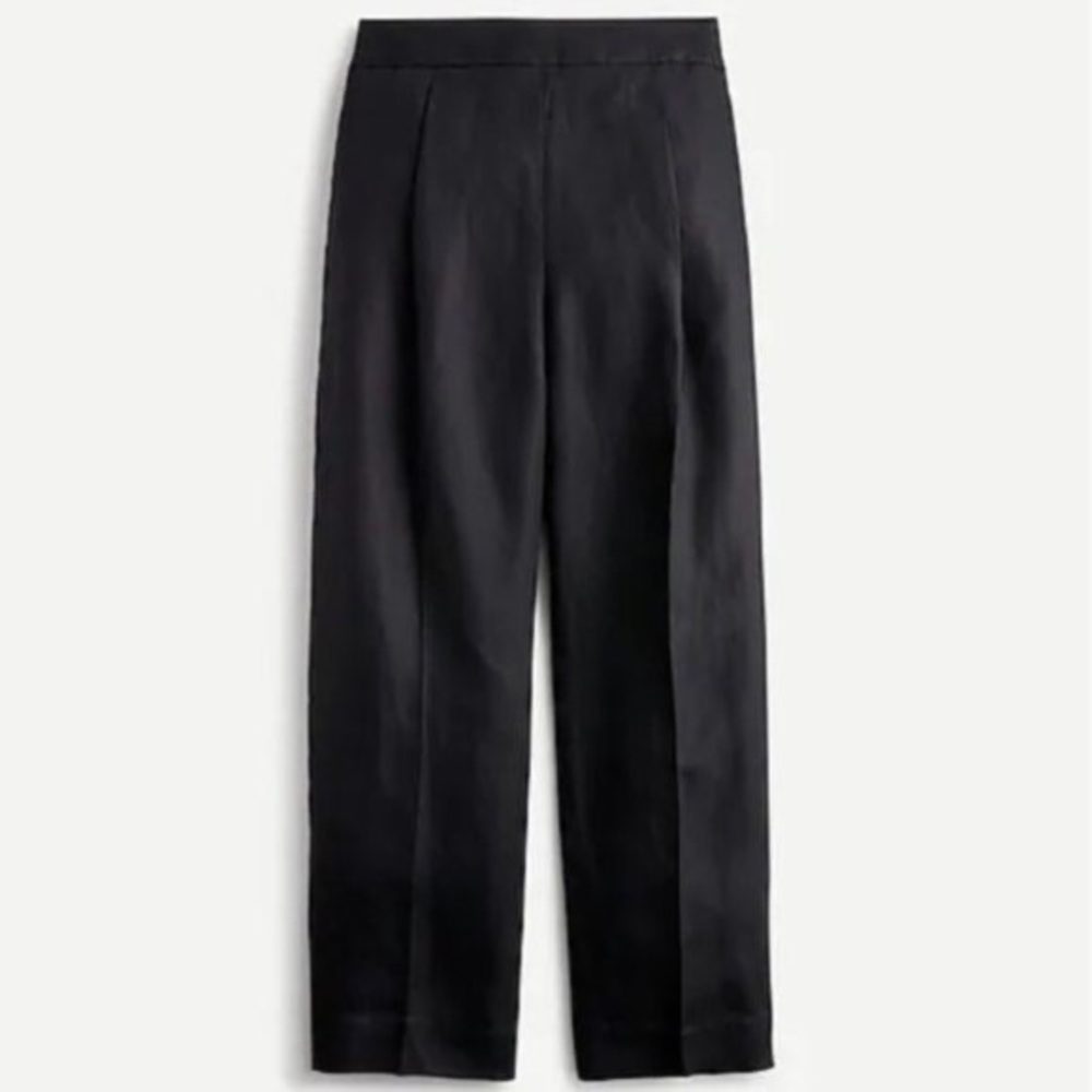 J. Crew High- Rise Pleated Linen Blend Pants Black Size 4